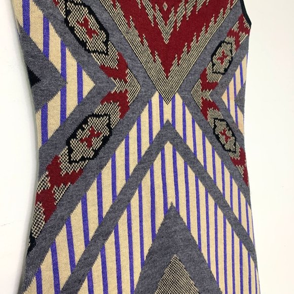 ASTR Geometric Tribal Bodycon Boho Knit Sweater Dress Sz S - Picture 5 of 8